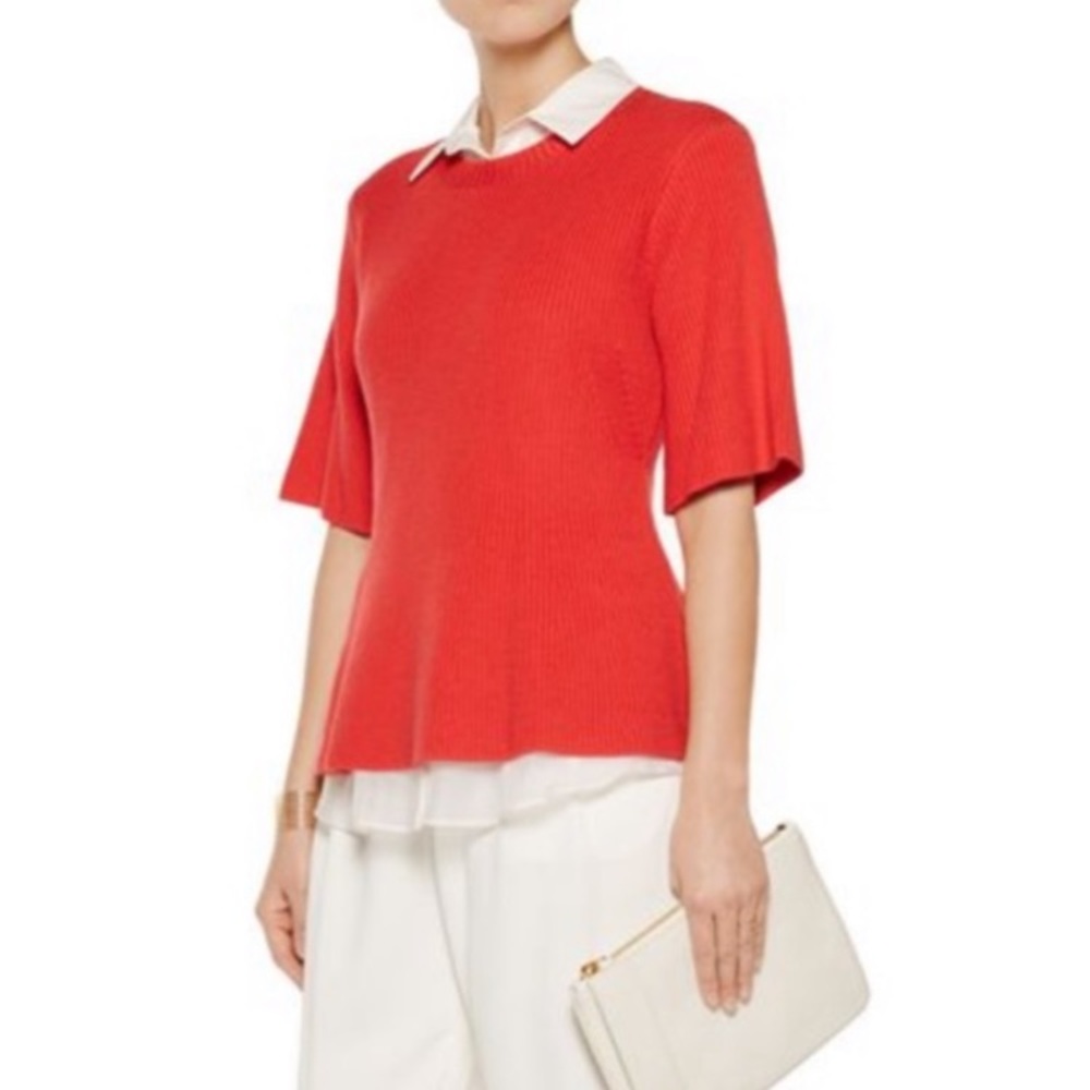 Derek Lam 10 Crosby peplum coral sweater shirt